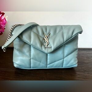 New SAINT LAURENT LouLou Mini YSL PufferToy Crossbody Bag Vert Opaline Mint